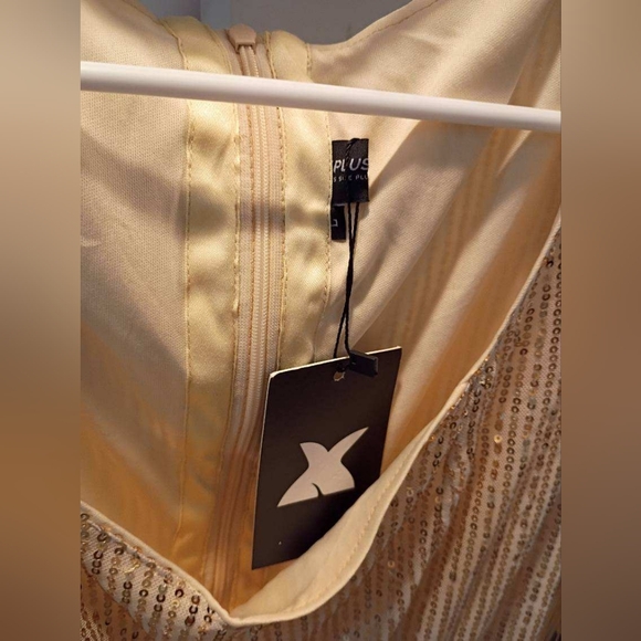 Gold Fringe Sequin Evening Dress - Pluswear - Picture 8 of 9